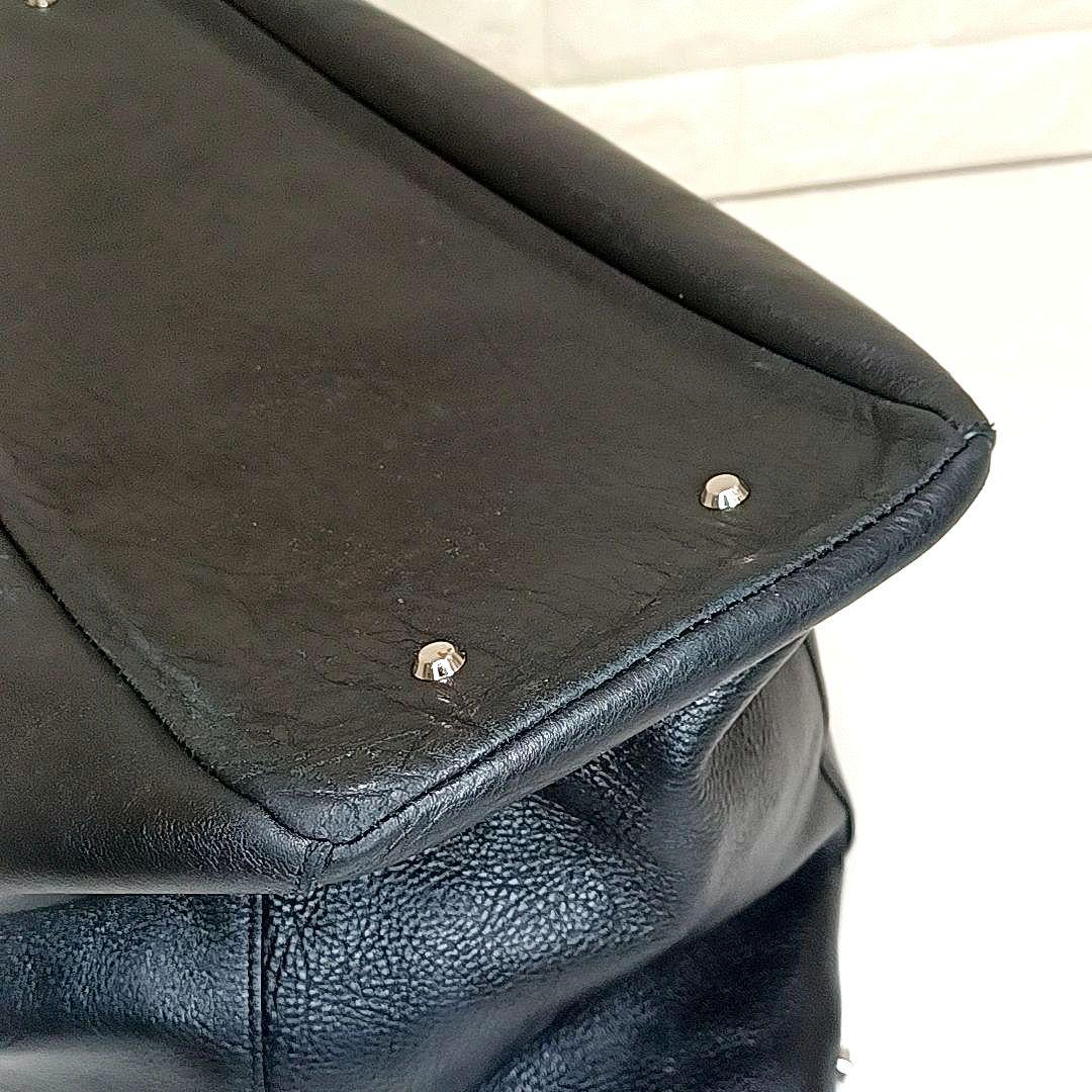 A4可★ブラックレーベル クレストブリッジ　シボ革レザー　トートバッグ　ブラック