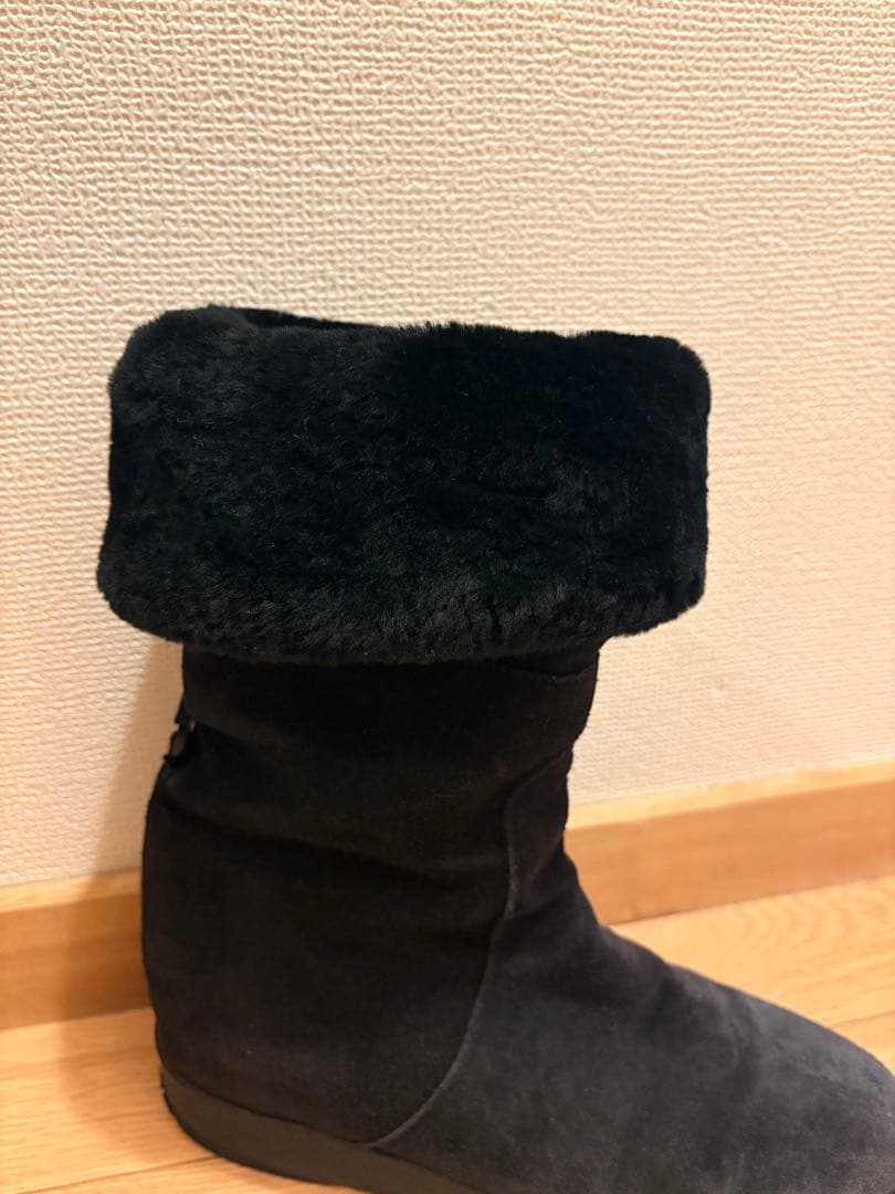 【中古】フェラガモ ロングムートンブーツ スエード 2way サイズ7ハーフ