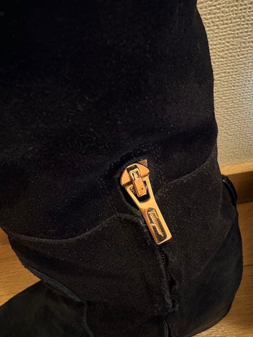 【中古】フェラガモ ロングムートンブーツ スエード 2way サイズ7ハーフ