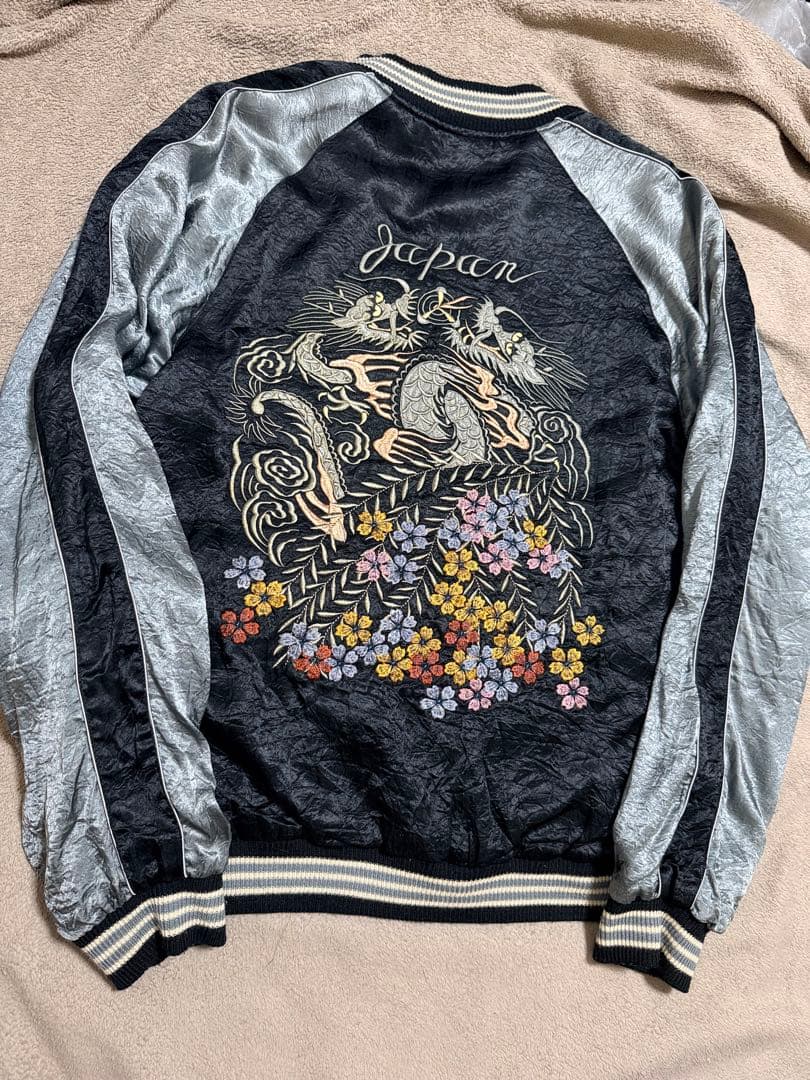 美品 ２面用 TK 龍 桜 日本限定 スカジャン vintage レーヨン