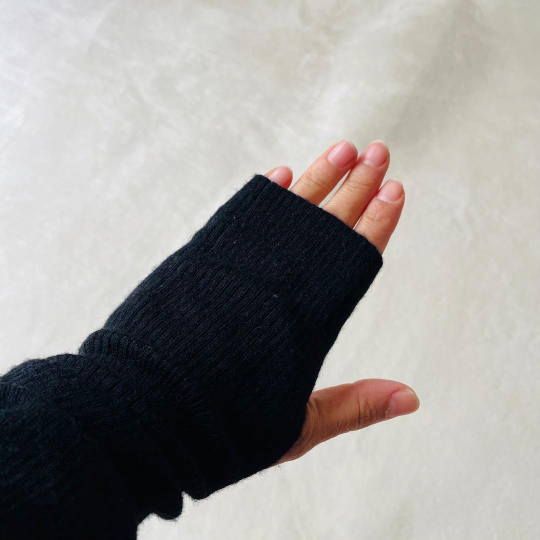 Deuxime Classe ブラック ribタートルネックセーター 黒　指抜き