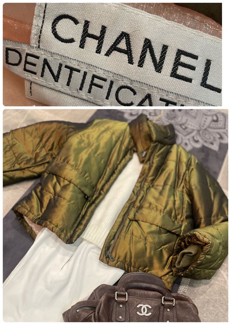 CHANEL ダウンジャケット40 silk 100% オーバーサイズ