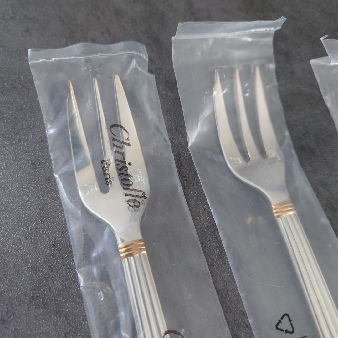 クリストフル アリアゴールドリング ケーキフォークコーヒースプーン 未開封 4点