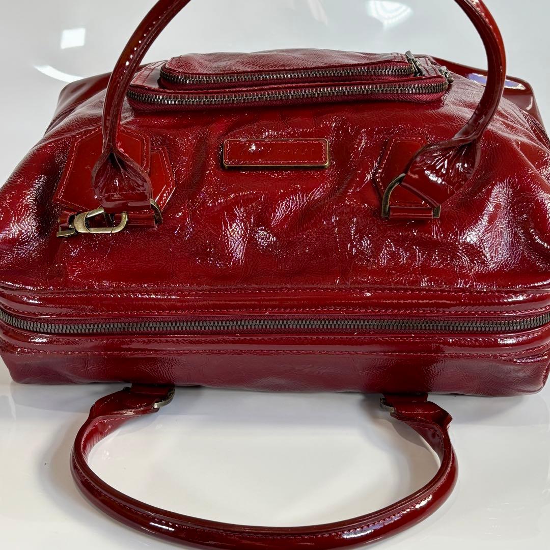 極美品 ロンシャン レジェンド パテントレザー ドクターバッグ ハンドバッグ 赤