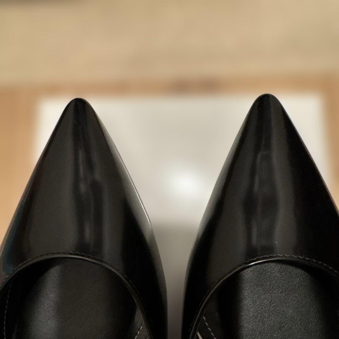 美品　DIANA パンプス　24cm ポインテッドトゥ　フラット　ブラック
