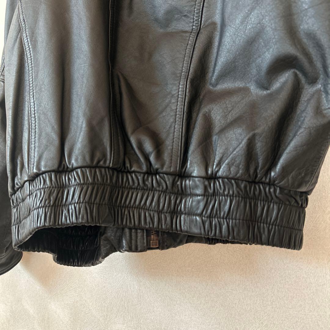 古着　上質　革ジャン　リアルレザージャケット　光沢　牛革　ライダースジャケット