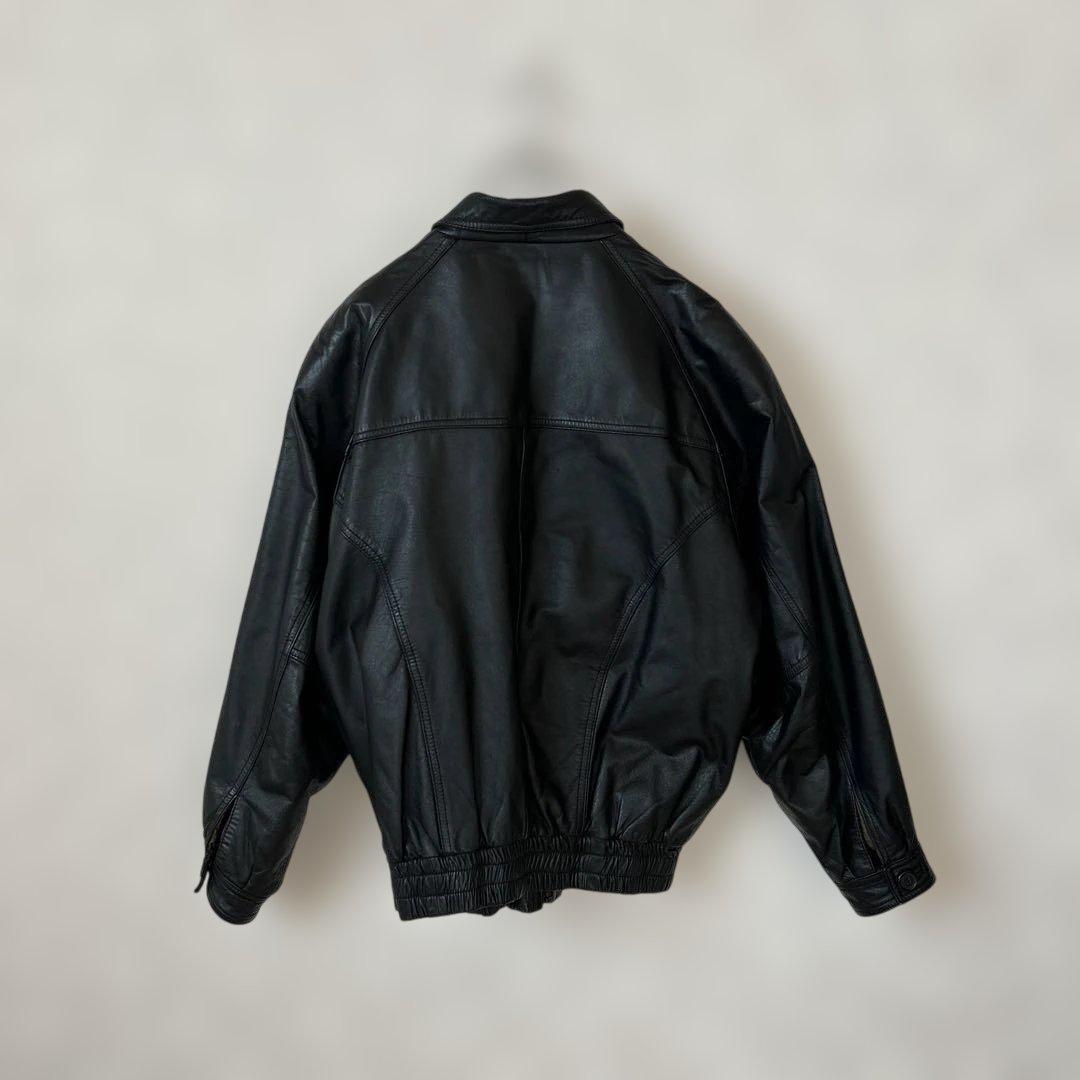 古着　上質　革ジャン　リアルレザージャケット　光沢　牛革　ライダースジャケット
