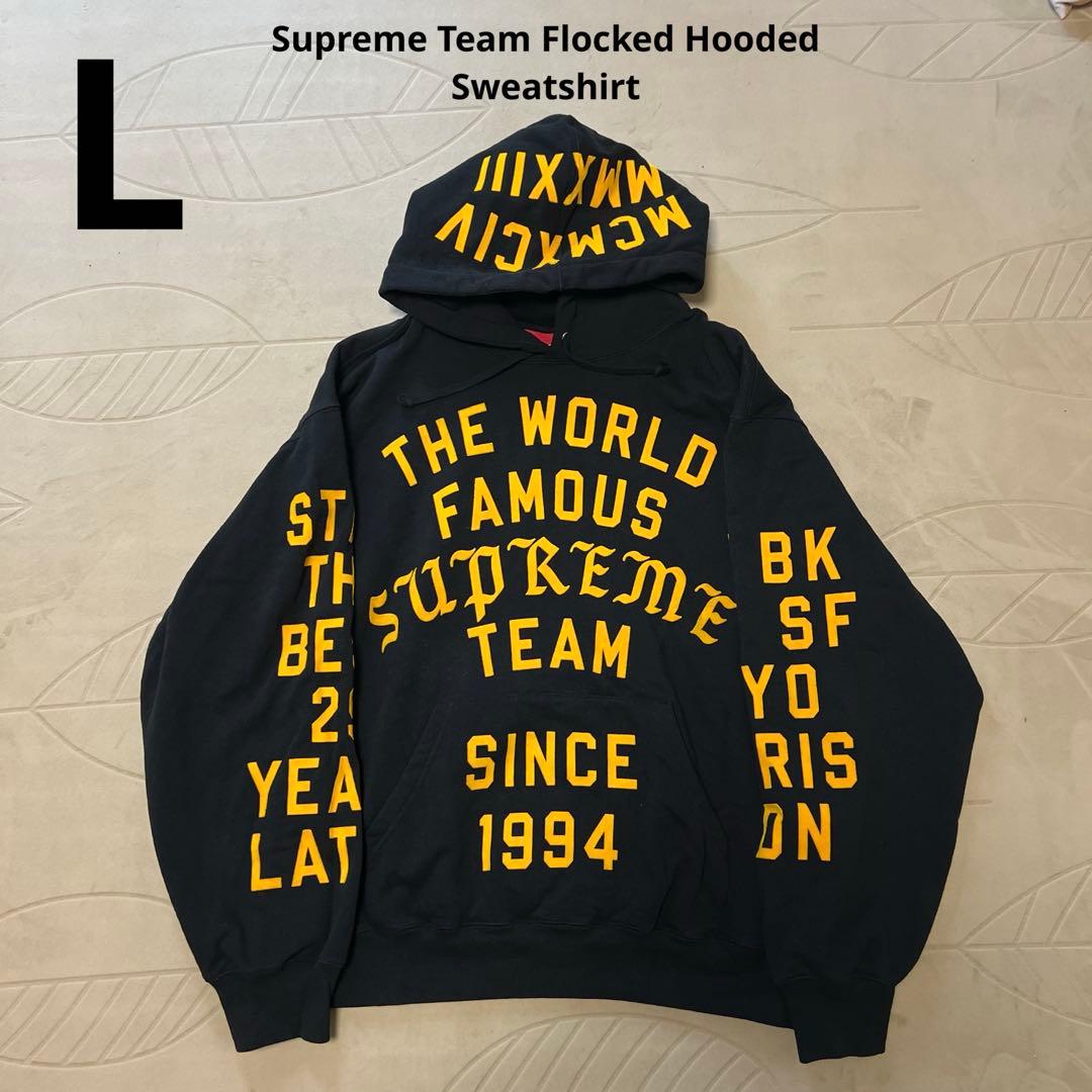 トップス Supreme Team Flocked Hooded Sweatshirt