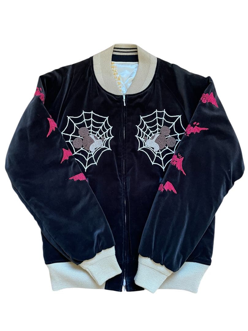 ミッキーマウス 刺繍 リバーシブル スカジャン サイズL