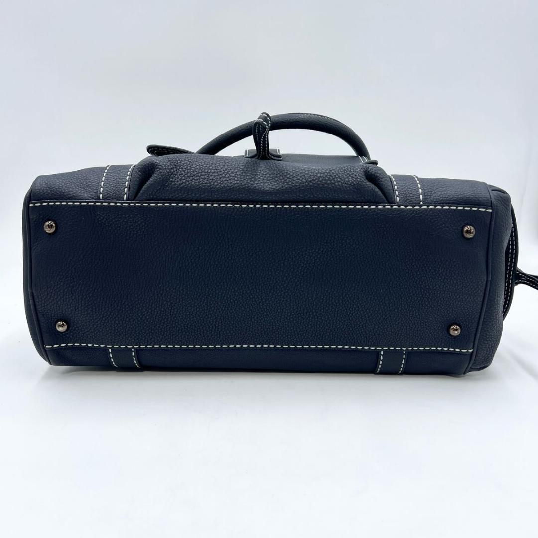 TOD’S トッズ ハンドバッグ ボストンバッグ型 ネイビー レザー 鍵付き