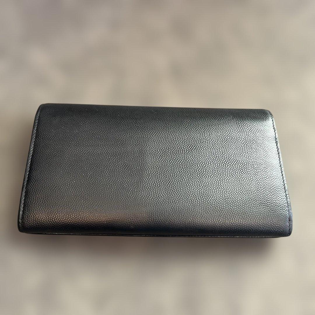 Saint Laurent サンローラン　スタッズ付きブラックレザー長財布