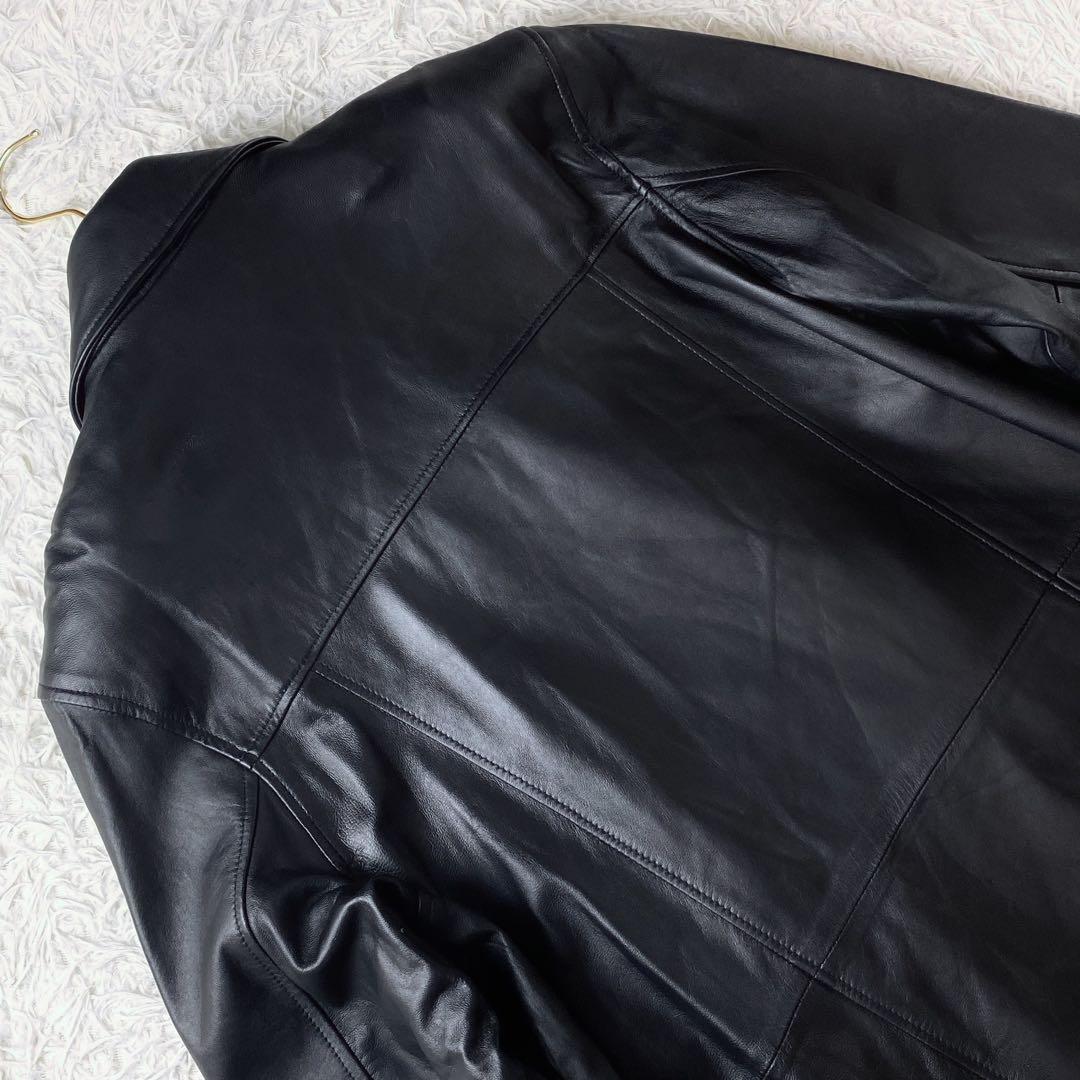 値下げ中4 VINTAGE ラムレザー ビッグ フィールドジャケット 羊革 黒