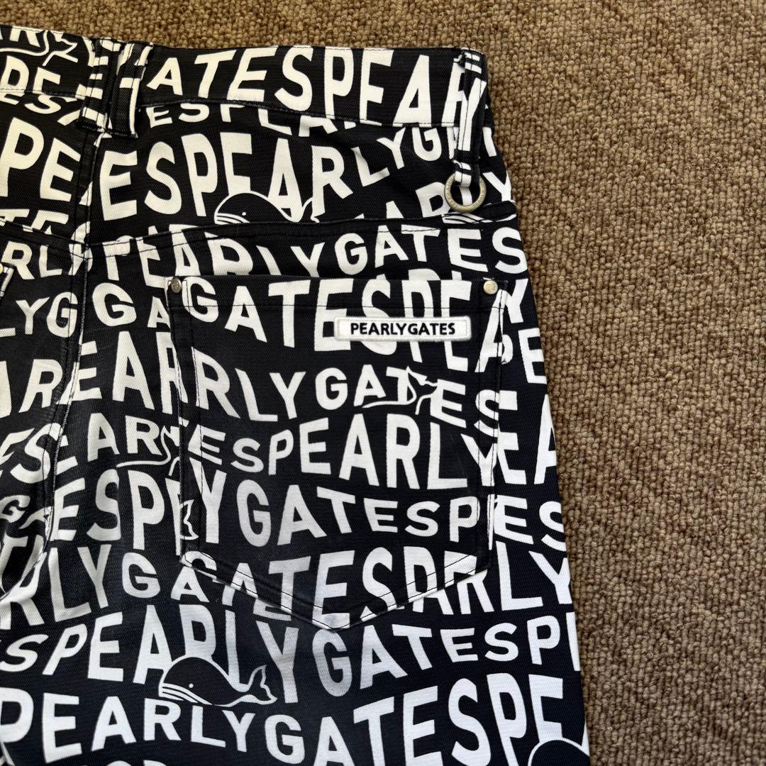 パーリーゲイツ　パンツ　総柄　M〜L相当　紺　白　ネイビー　鯨デザイン　4