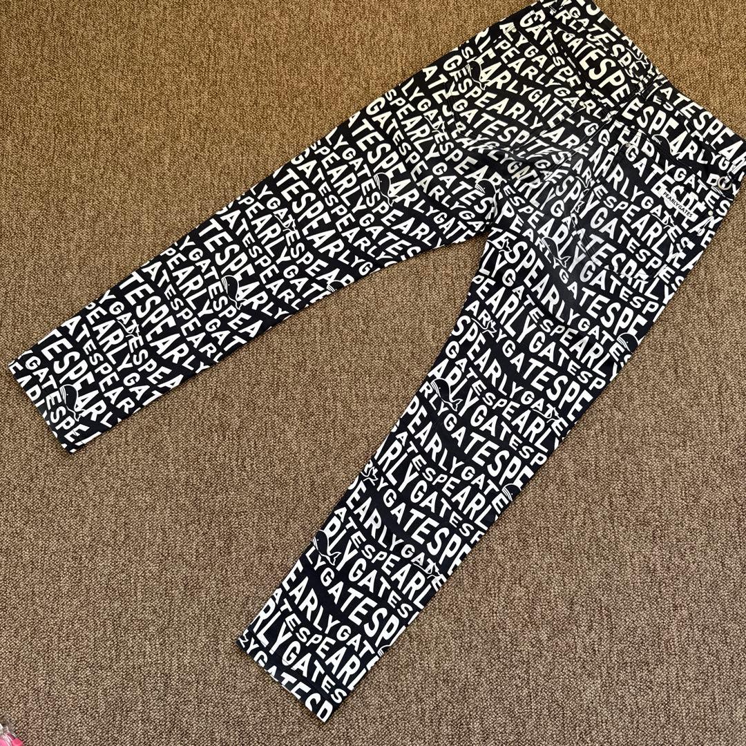 パーリーゲイツ　パンツ　総柄　M〜L相当　紺　白　ネイビー　鯨デザイン　4