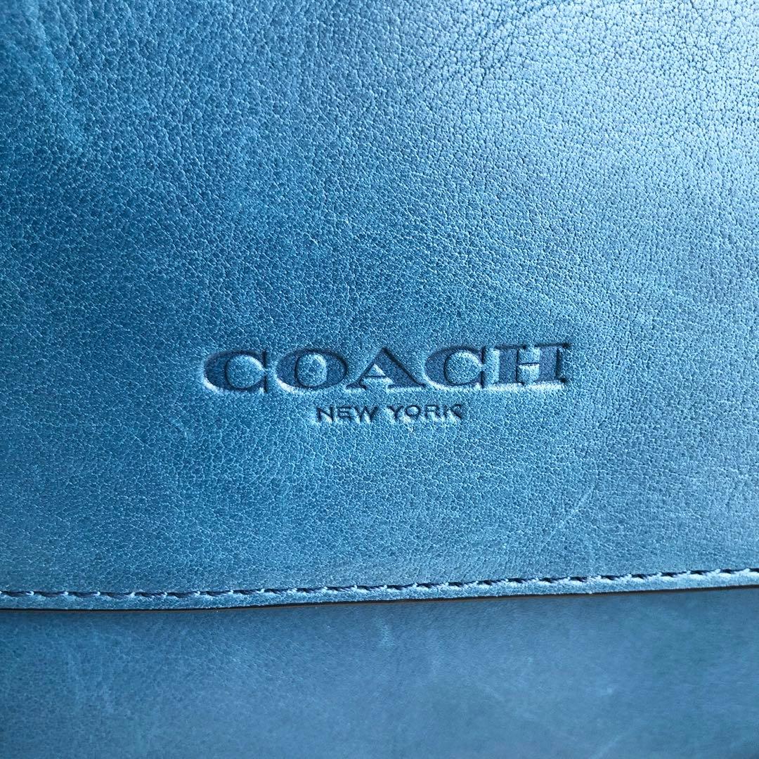 美品✨コーチ COACH メンズ メッセンジャーバッグ レザー ブルー