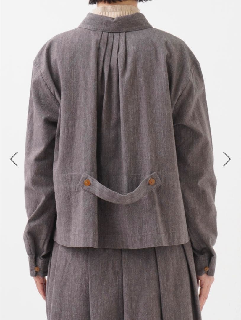 パラスパレス今季品　1回着用ラフィウールシャンブレーワークシャツブラウンサイズ2