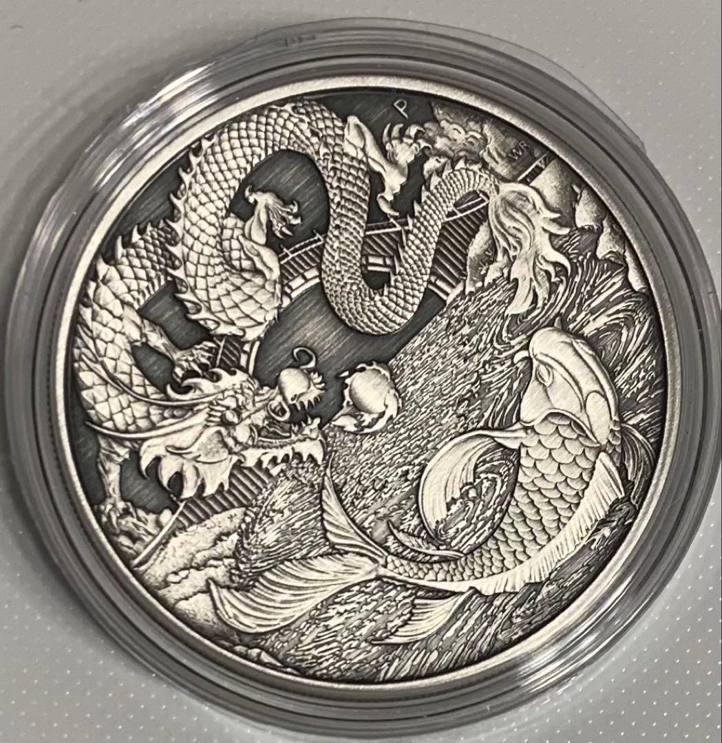 U*ズ様 DRAGON & KOI Antique 1 Oz Silver Co