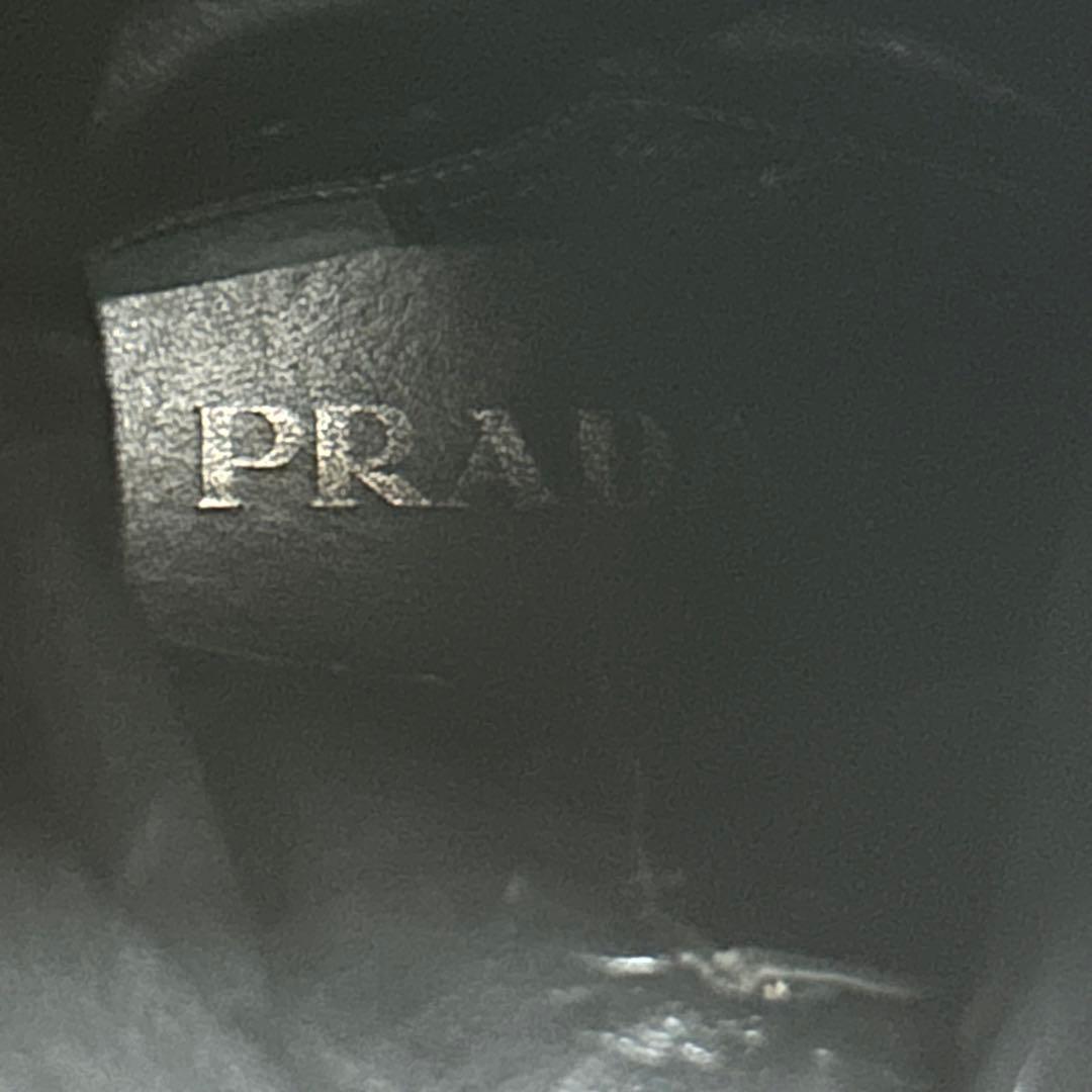 プラダ PRADA ゴールドプレートロゴ レザー ロングブーツ 23cm