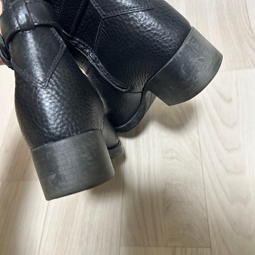 プラダ PRADA ゴールドプレートロゴ レザー ロングブーツ 23cm