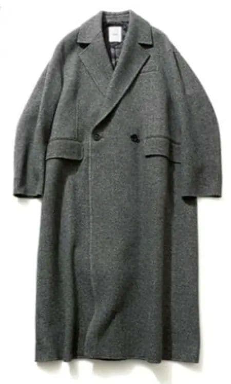 ebure エブール　ウールツイルリバー　ダブルチェスターコート　グレー