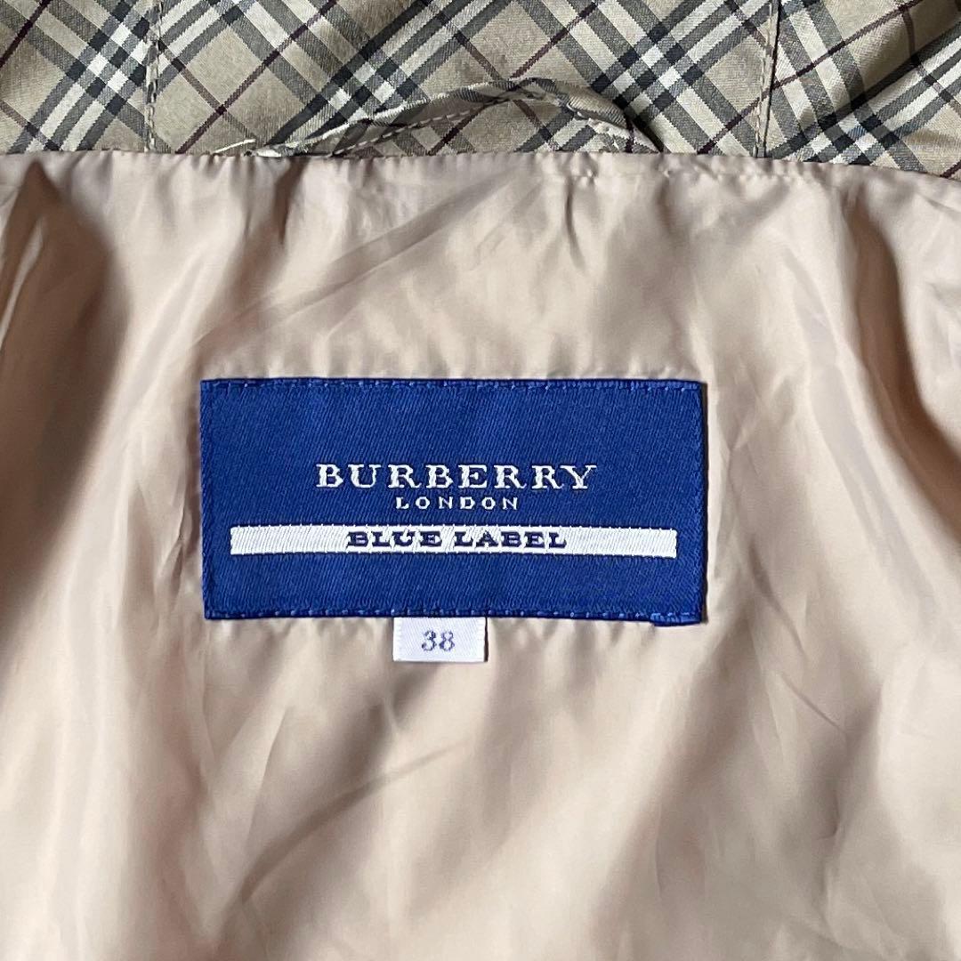 ほぼ未使用 バーバリーブルーレーベル ダウンジャケット ノバチェック 38 軽量