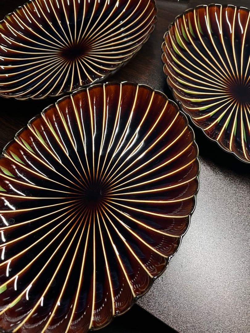 【りお】カネコ小兵　ぎやまん陶 楕円大皿　5枚セット