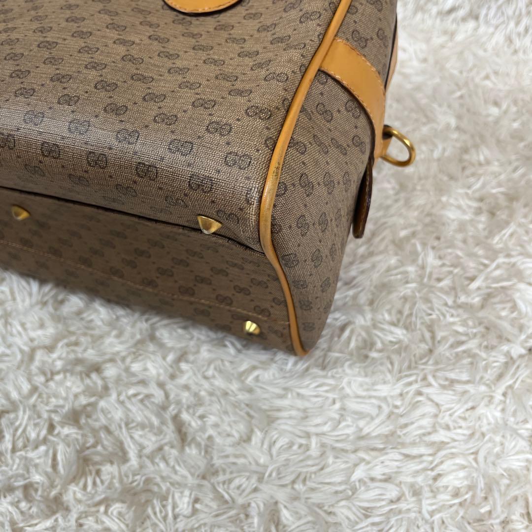 GUCCI グッチ　ミニボストンバッグ　ハンド　GG　金具　レザー　希少