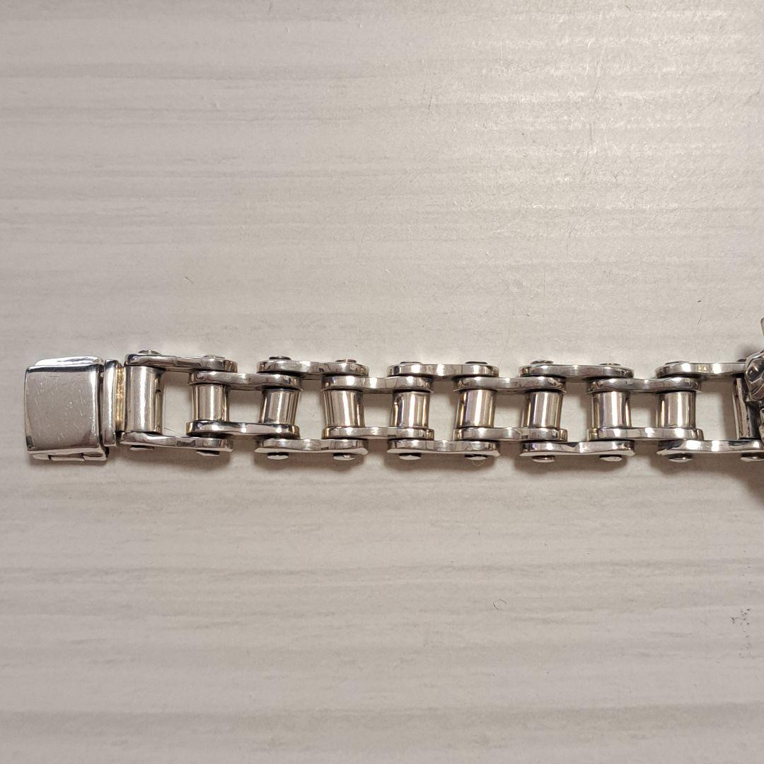 【ピンクの猫様】シルバー925 ブレスレット バイクチェーン バイクモチーフ