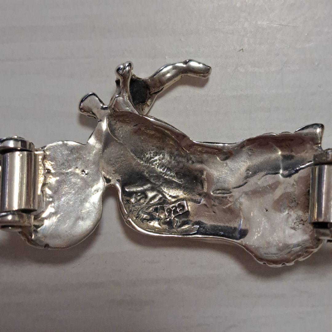 【ピンクの猫様】シルバー925 ブレスレット バイクチェーン バイクモチーフ