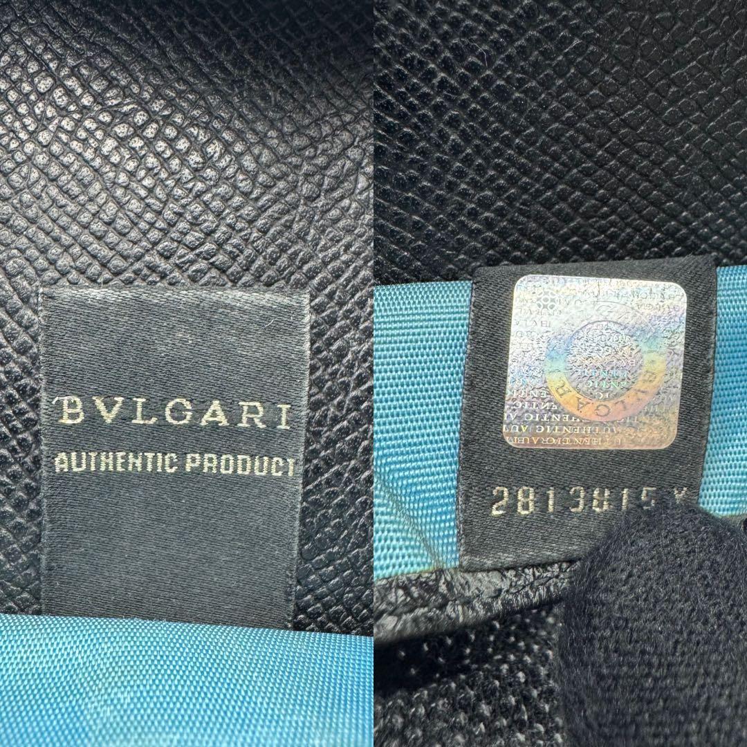 【美品】ブルガリ　ケース　ブルガリマン　サークルロゴ　レザー　ブラック