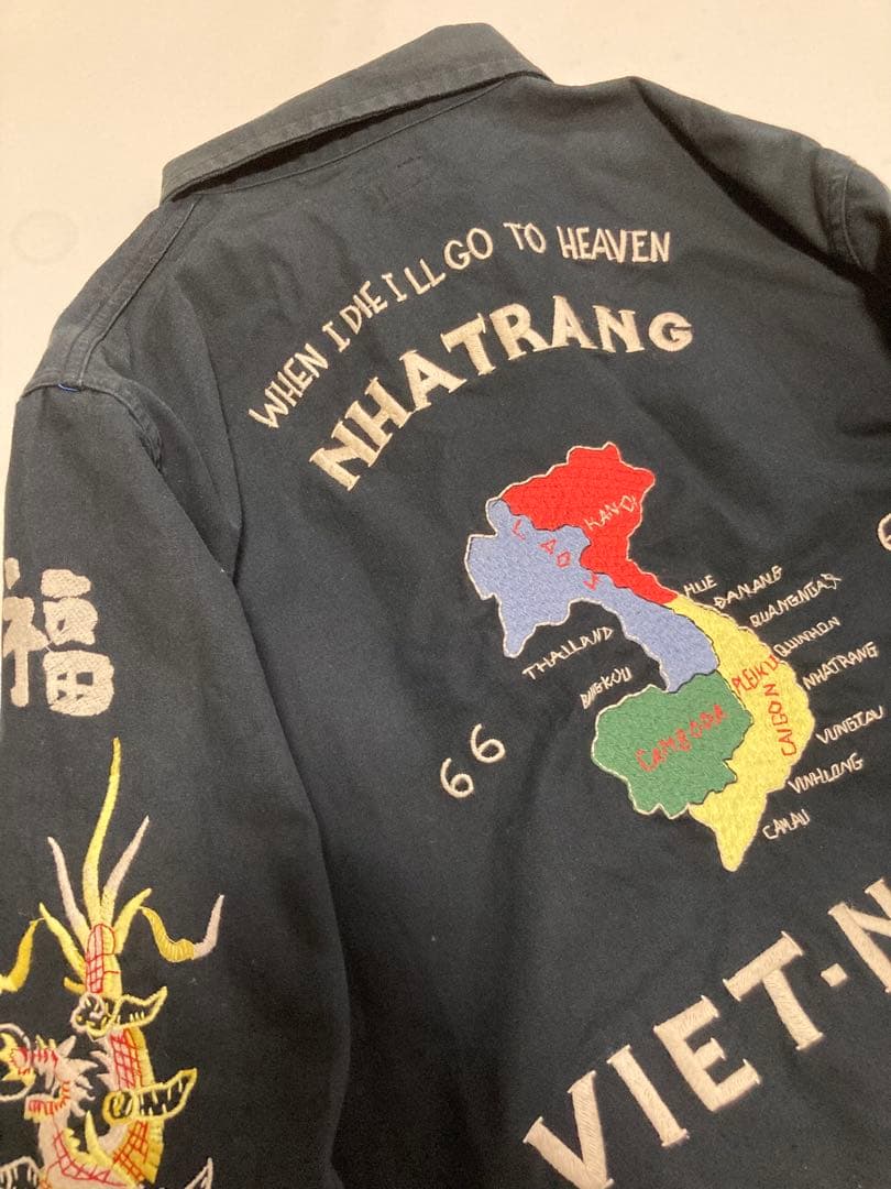 東洋エンタープライズ 福禄寿 ベトジャン スカジャン ブラック 刺繍 フェード