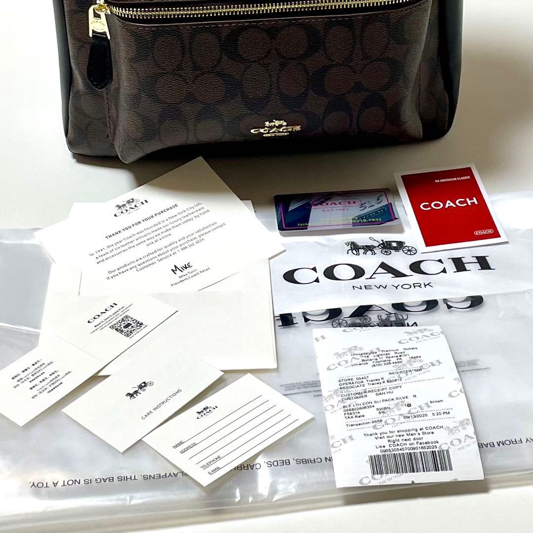 新品　COACH リュック　ブラウン　　シグネチャー柄 F58314
