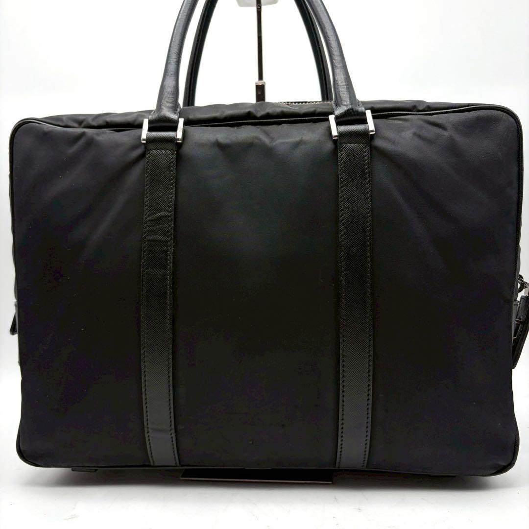プラダ ビジネスバッグ 三角ロゴ 南京錠 A4可能 ナイロン サフィアーノ 黒