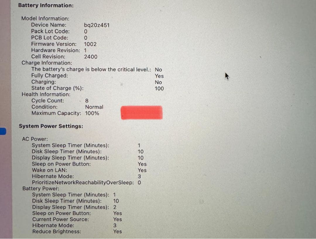 Apple MacBook Pro 13 M1 2020 バッテリー状態100%