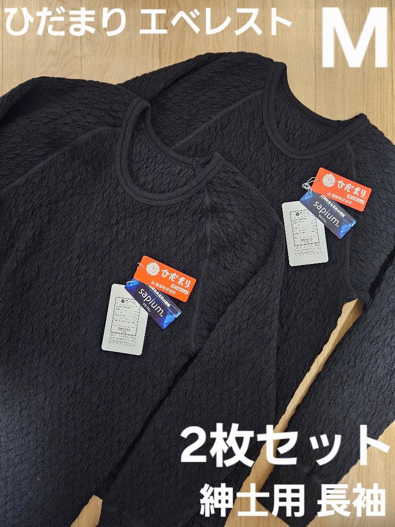 【ひだまり】エベレスト　紳士用　長袖　ブラック　M　2枚セット