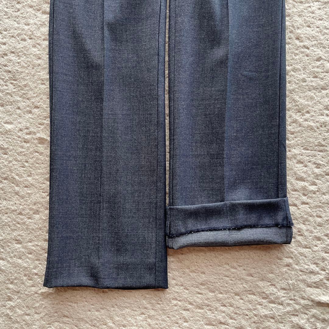 ヴェルサーチ セットアップ パンツスーツ ロゴボタン ウール混 ネイビー S相当