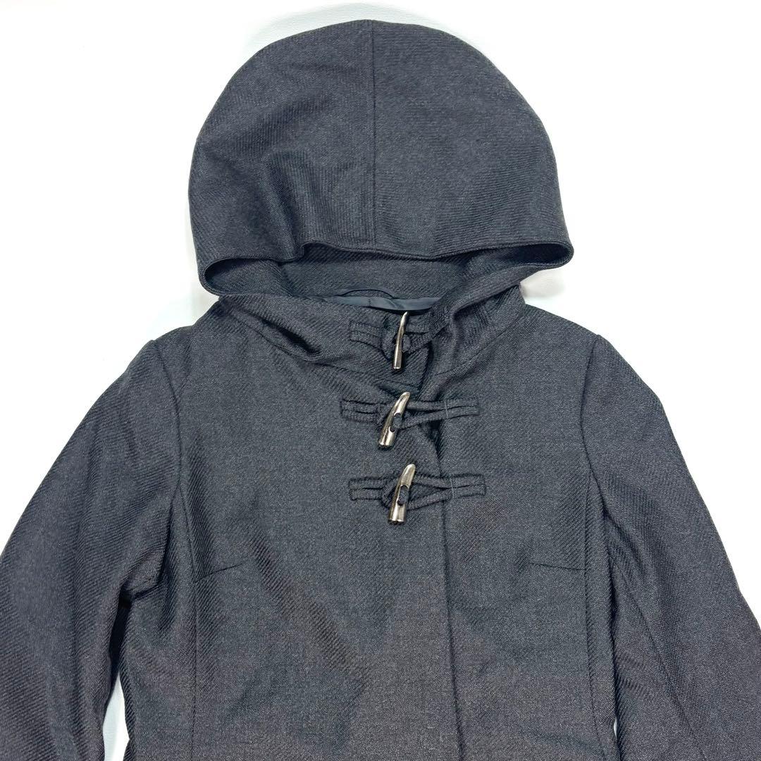 ジルサンダー　ダークグレー フード付きダッフルコート　カシミヤ混　38