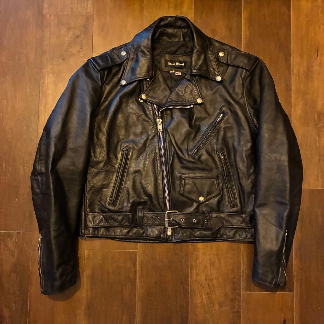 80s us vintage レザーダブルライダースジャケット 古着