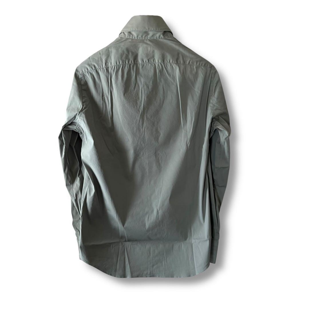 未使用/4.6万円/Finamore/オリーブ/ストレッチコットンシャツ