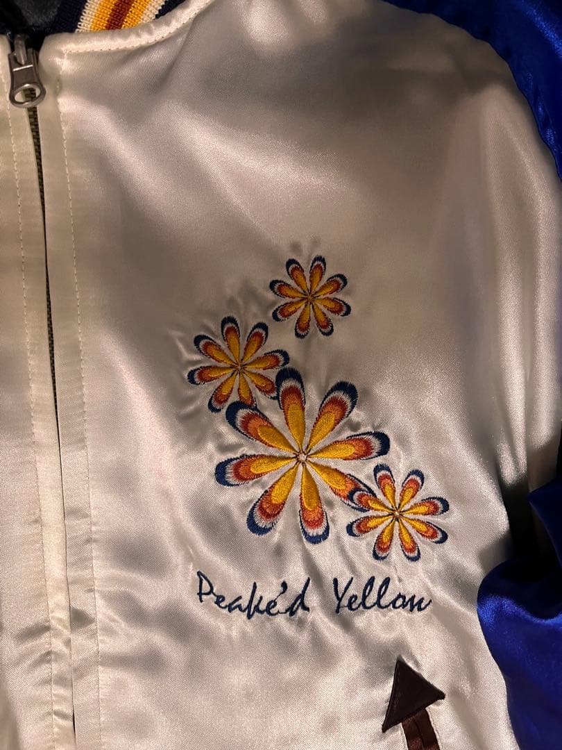 希少　PEAK'D YELLOW リバーシブル スカジャン　短丈アウター　刺繍