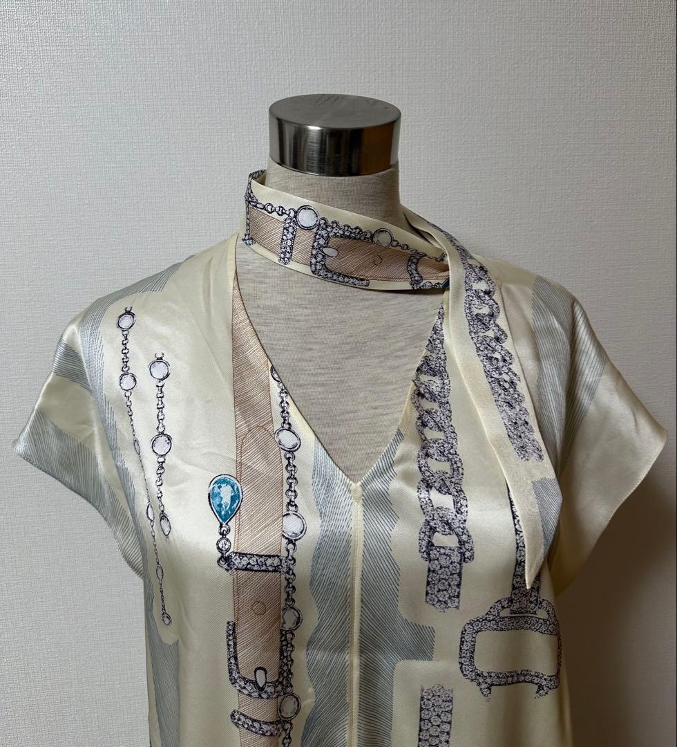 新品未使用タグ付き　エルメス　シルク100% カレ ワンピース ツイルレーヌ