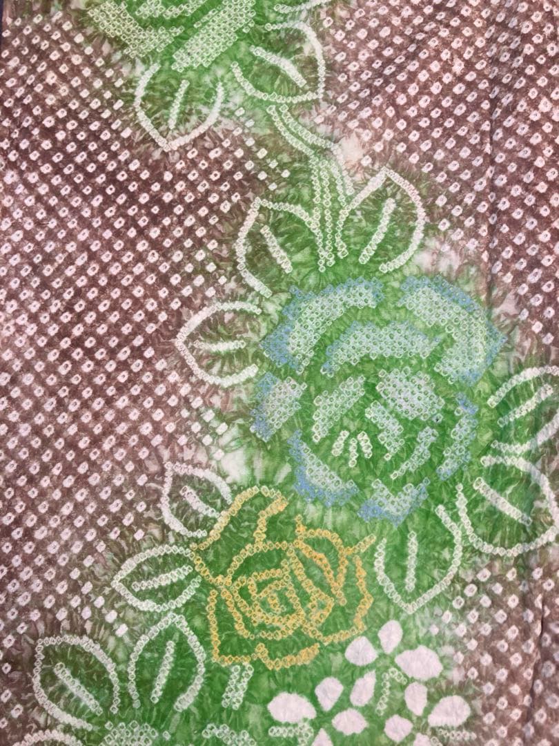 【有松鳴海総絞り】極美品　珍色　薔薇柄