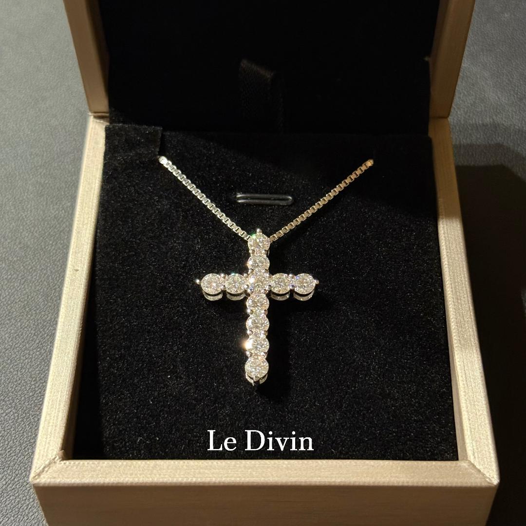 新年SALE1点限定価格 Sサイズ モアサナイト1.1ct クロスネックレス