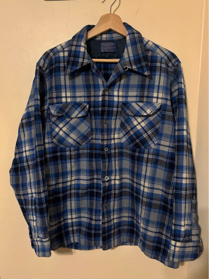 70s Pendleton ボードシャツ USA製　青×黒