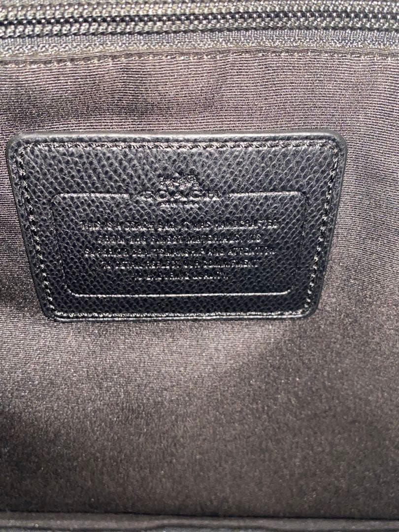 COACH コーチ ビジネスバッグ 黒 レザークロスグレーン ブリーフケース