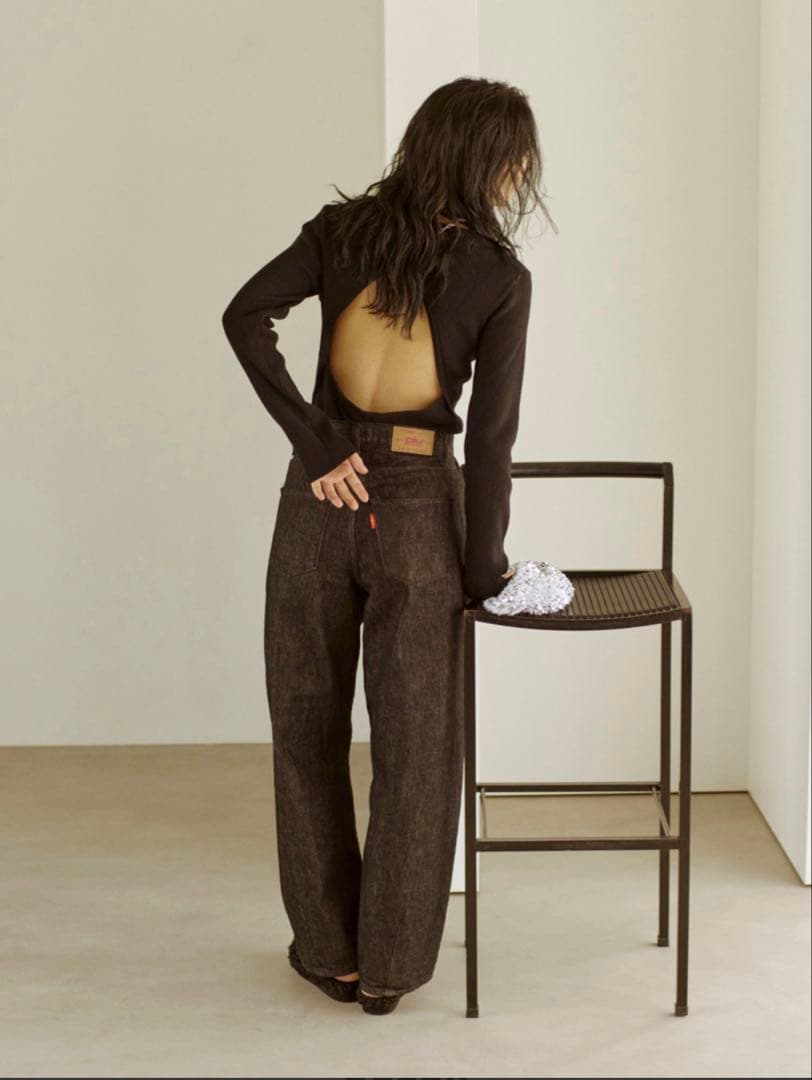 yu...さん専用！！アングリッド タックデザインカーブデニム ブラック 25