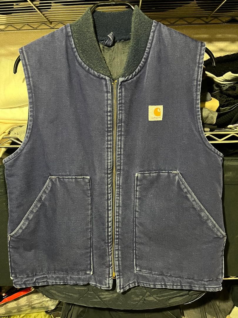 月末迄　USA製 Carhartt ダックベスト 腰ゴム　希少胸タグ　カーハート