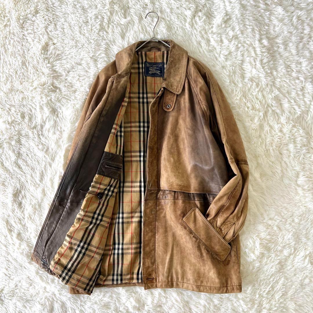 ⭐*️様 希少✨BURBERRY バーバリー レザージャケット コート ノバチェ