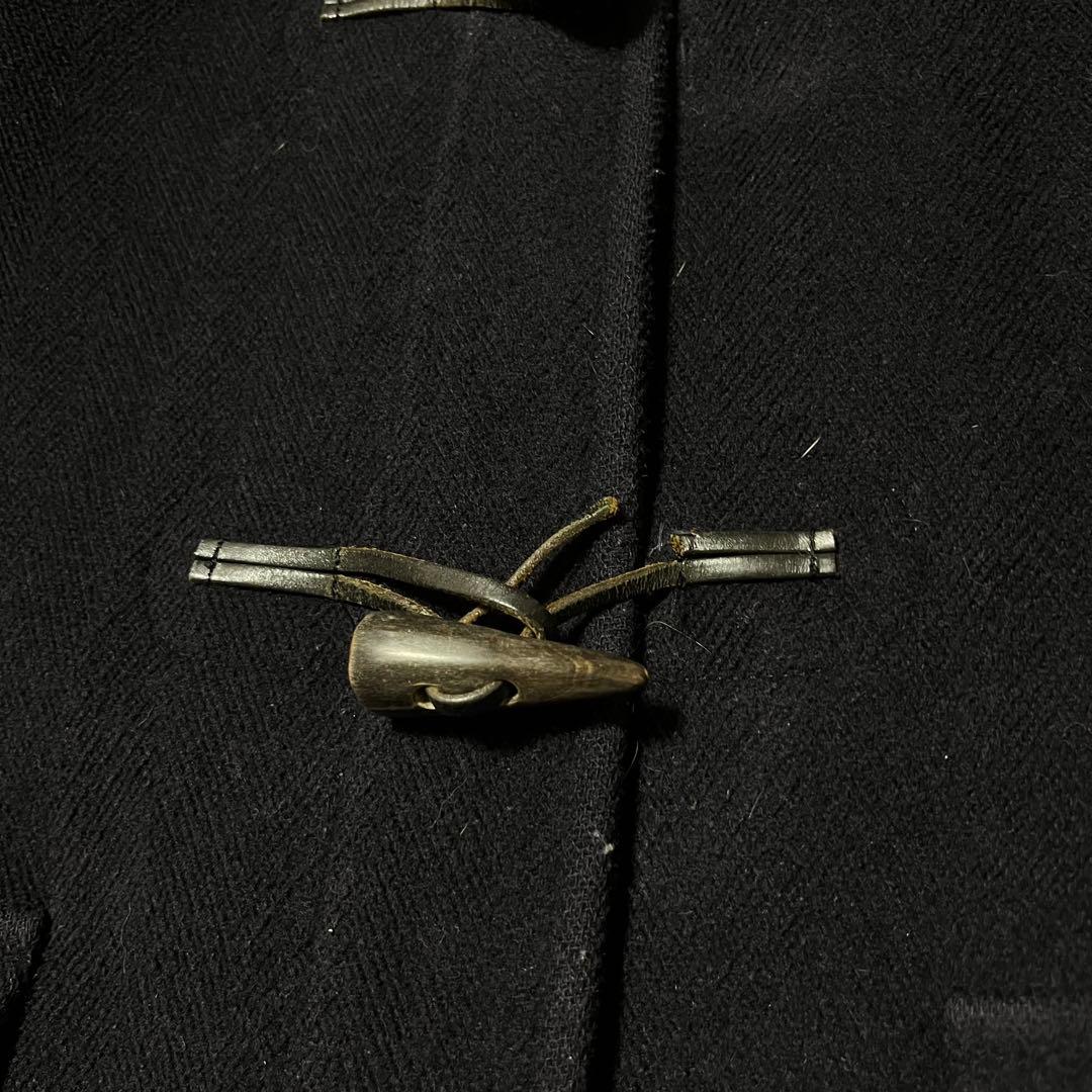 希少 40 バーバリーロンドン ヘリンボーン ダッフルコート ロング丈 ネイビー