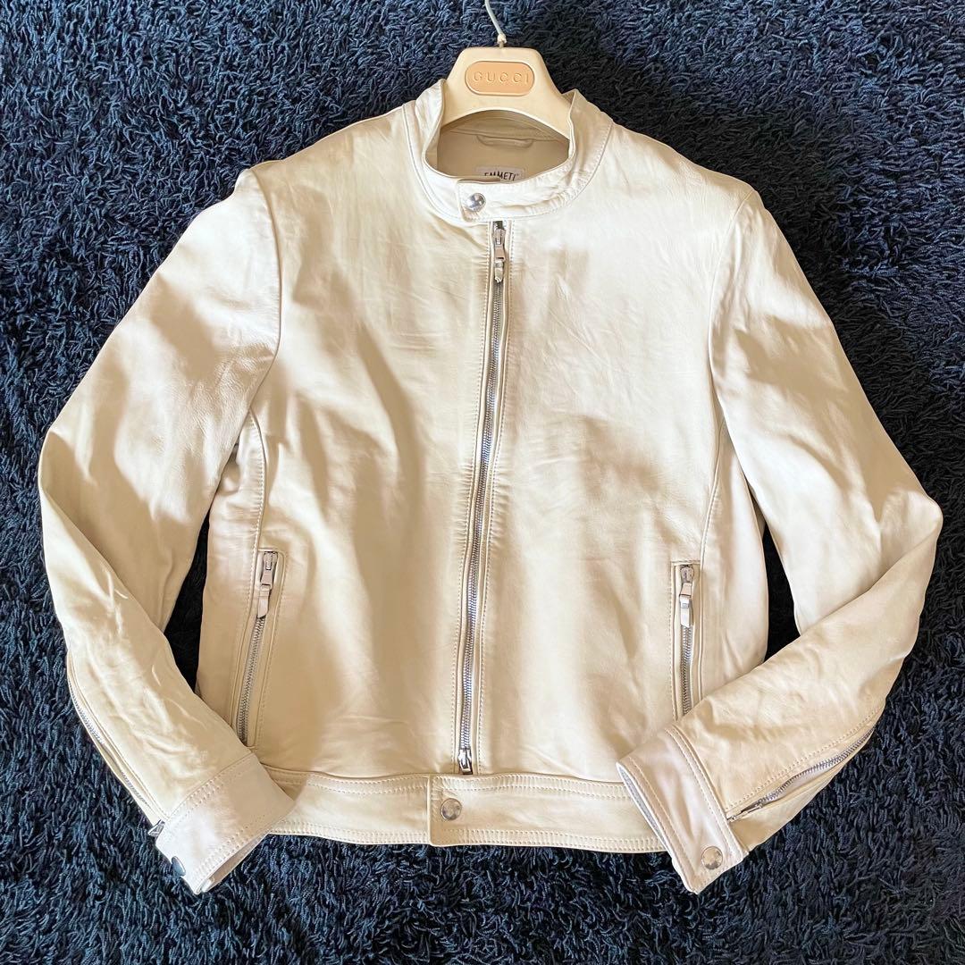 EMMETI アンドレア シングルライダースジャケット アイボリー 48